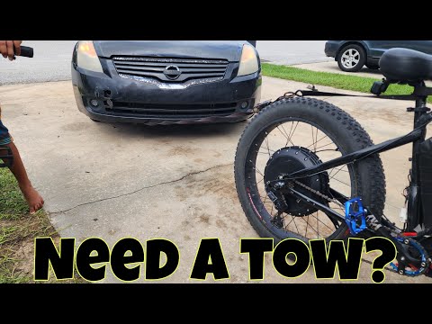 Can my 8000w ebike pull a car? and how fast and how far.
