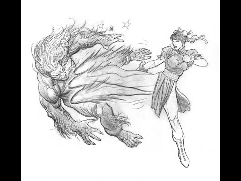 Frank Cho Drawing Demo - Chun-Li Versus Blanka