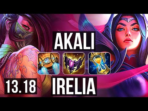 AKALI vs IRELIA (MID) | 10 solo kills, Legendary, Rank 9 Akali, 24/5/3 | TR Challenger | 13.18