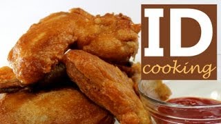 how to batter and fry chicken wings - quick and easy recipe from IDcooking.com