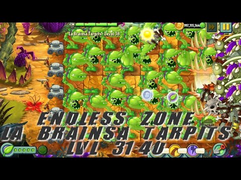 Plants vs Zombies 2 - Jurassic Marsh | Endless Zone All Max Level Plants Test Level 31 - 40