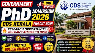 Government PhD Admission 2026 | CDS Kerala PhD Out Now | Research Opportunity