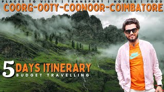 Coorg-Ooty-Coonoor-Coimbatore 5 day Budget Itinerary | Complete Travel Guide | Ooty Toy Train