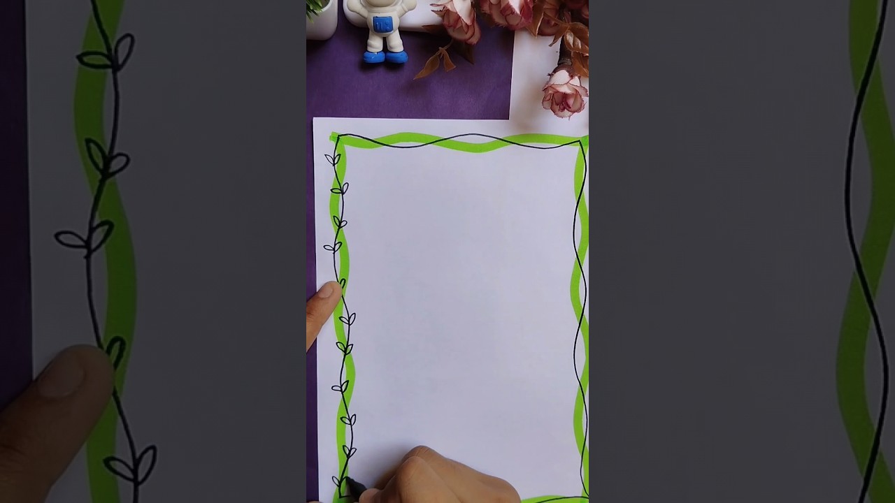 beautiful leaves design for school project, assignment border decoration