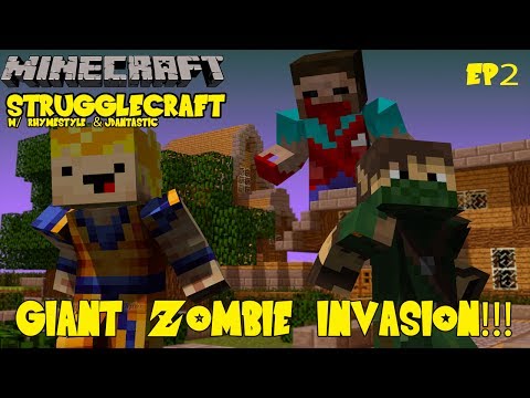 Minecraft FTB Blood N Bones w/ Rhymestyle: ZOMBIE INVASION!! AHHH!! (Strugglecraft EP 2)
