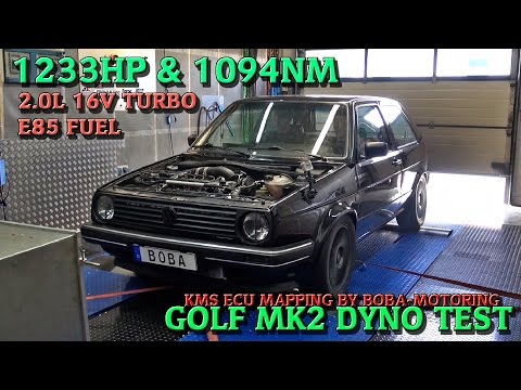 Boba Golf MK2 2.0L 16V Turbo 1233HP on Dyno Video
