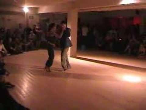  Claudio Forte  and  Barbara Carpino  are  dancing  to  the  milonga  "  Flor de Monserrat  "