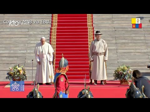 Cérémonie de bienvenue à Oulan-Bator, en Mongolie