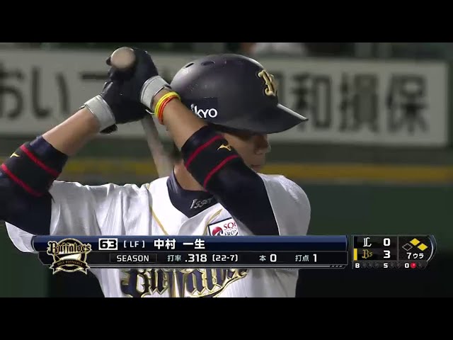 【7回裏】バファローズ・中村が積極打撃で猛攻の口火を切るタイムリー!! 2014/7/30 Bs-L