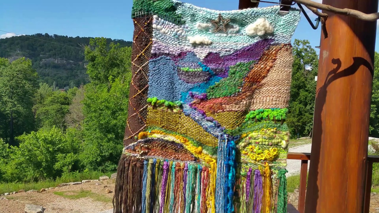 Tapestry weaving on the rigid heddle, Loom With a View hanging for March/April, flora of Ozarks