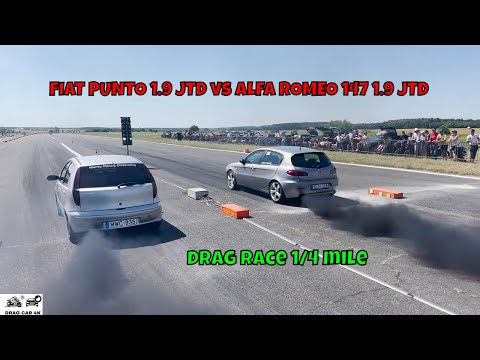 FIAT PUNTO 1.9 JTD vs ALFA ROMEO 147 1.9 JTD drag race 1/4 mile 🚦🚗 - 4K UHD