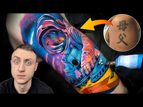 Tattooing a DJ Astronaut COVER UP | 2 DAYS IN A ROW!
