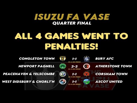 FA Vase quarter finals all go to penalties!