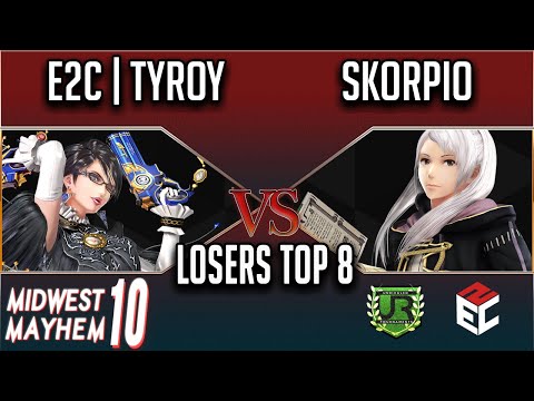 Midwest Mayhem 10 LOSERS TOP 8 - E2C | Tyroy (Bayonetta) vs Skorpio (Robin)