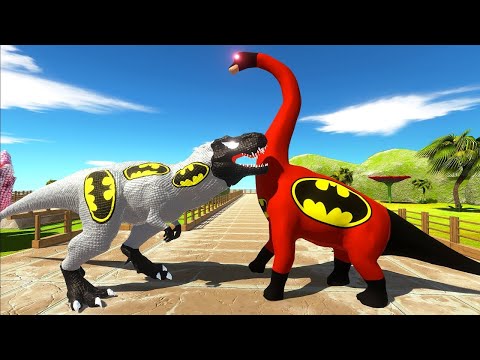 BATMAN T-REX vs HULK BRACHIOSAURUS DEATH RUN - Animal Revolt Battle Simulator