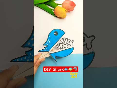 DIY Hungry Shark 🐟🐠🦈 Easy Paper craft #diy #shark #viral #ytshorts