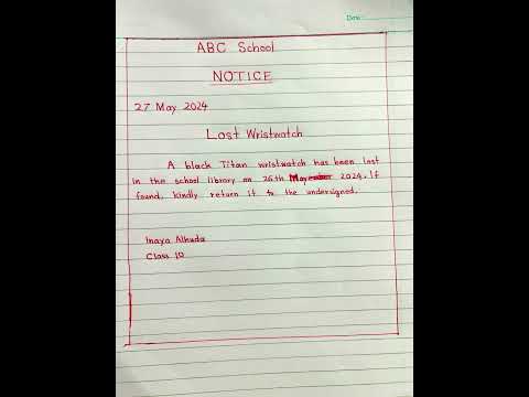 Notice writing class 10| Important notice | Wrist watch lost notice |