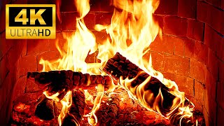 Christmas Fireplace 4K Ambience 🔥 Crackling Fire Sounds & Soft Flames | Cozy Fireplace