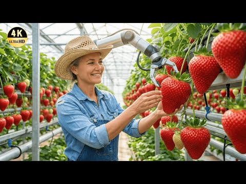 How Farmers Grow and Harvest Hydroponic Strawberries | Modern Agricultural Technology Documentary