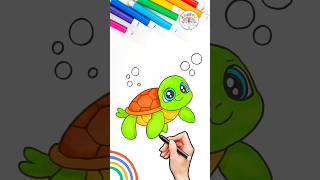 Sea Turtle Drawing Tutorial Easy | How to Draw a Cute Sea Turtle 🌈🐢🌊 #shorts #turtle