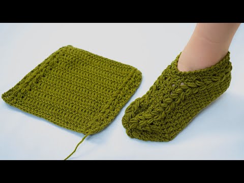 Simple crochet slippers out of a rectangle - even a beginner can handle it!