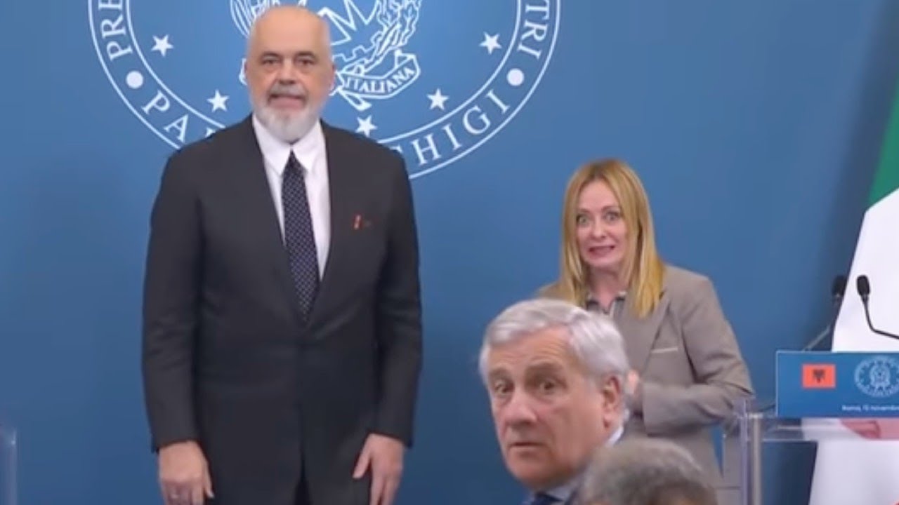 GIORGIA MELONI ED EDI RAMA IN CONFERENZA STAMPA PER IL VERTICE INTERGOVERNATIVO ITALIA-ALBANIA