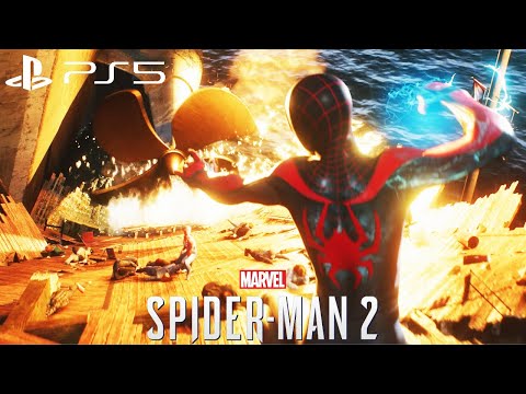 The Raft Battle | Kraven Attacks the Ship | Spider-Man 2 PS5 Gameplay