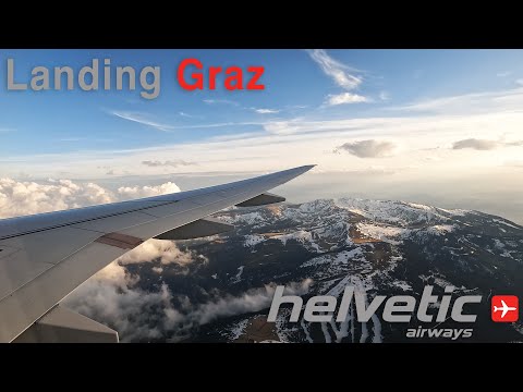 [4K] Beautiful First Approach | Helvetic Airways Embraer E195-E2 ✈ Landing Graz