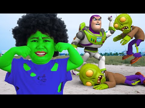 Game 5 Superhero Pro | Baby Miss T & Buzz Lightyear Vs Zombie | ACTION TEDDY
