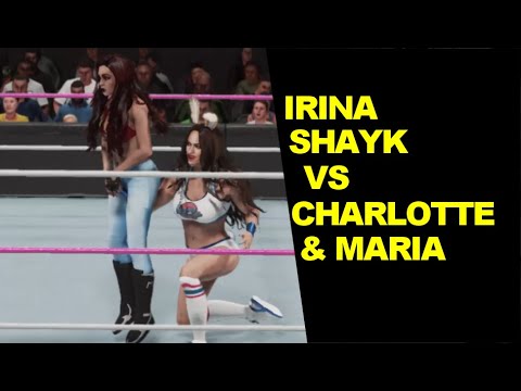 WWE 2K19 Irina Shayk vs Charlotte Flair & Maria Kanellis - 2 on 1
