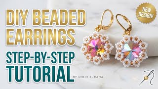 How to make 14 mm Rivoli Crystal Earrings || Easy Step by Step Tutorial Diy 