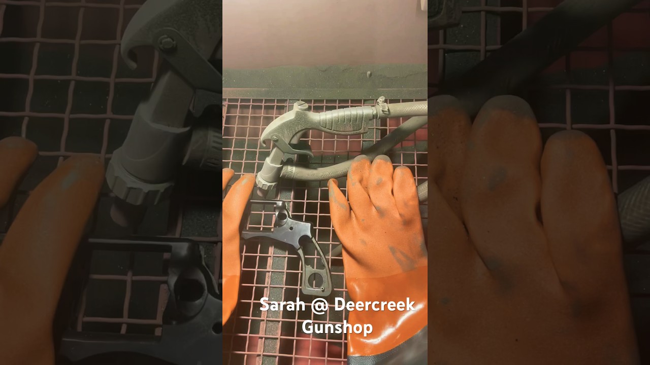 A little late night sandblasting getting ready to cerakote￼!🔥 #deercreek #gun #sandblast #cerakote