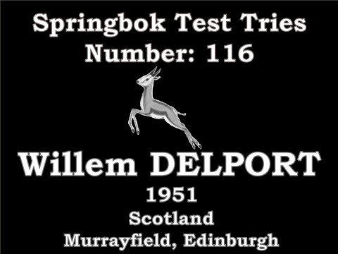Willem Delport - Springbok Test Try 116 - 1951 Scotland, Murrayfield