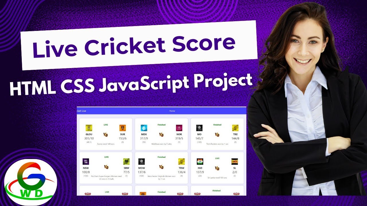 JavaScript HTML CSS Project Live Cricket score App || Guri Web Developer || JavaScript Tutorial