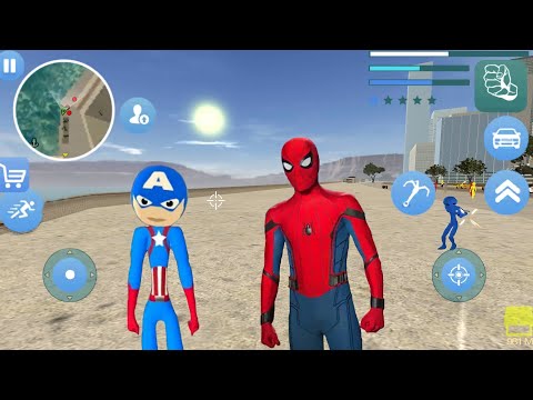 Süper Kahraman Çöp Adam - Captain Stickman Rope Hero Newyork Gangster Crime #1 - Android Gameplay