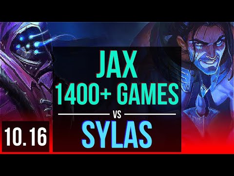 JAX vs SYLAS (TOP) | 1.4M mastery points, 1400+ games, 3 early solo kills | KR Grandmaster | v10.16