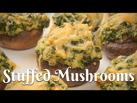 STUFFED MUSHROOMS WITH SPINACH & CHEESE: Delicious Hot Appetizers Perfect for your Super Bowl Party