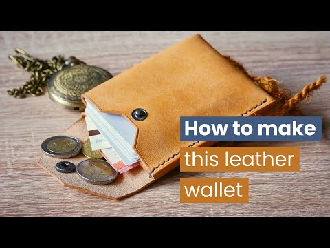 Making-of a minimalist leather wallet for cards, bills, and coins (pattern in the description)