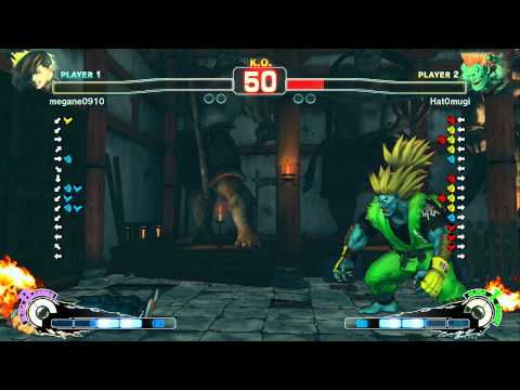 Megane0910 ( Yang ) Vs  Hat0mugi ( Blanka ) Arcade Edition 2012