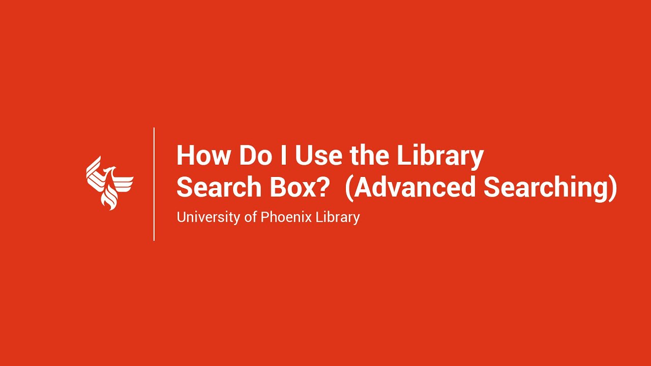 Using the Library Advanced Search Tool