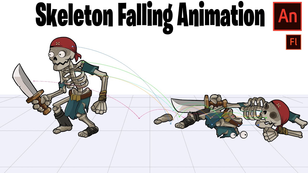 Skeleton Rigging Animation Tutorial /Skeleton Falling Animation | Adobe Animate CC