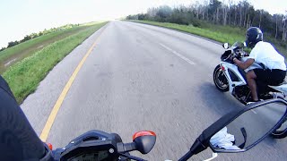2014 Yamaha FZ-09 vs 2006 GSXR 600 Race