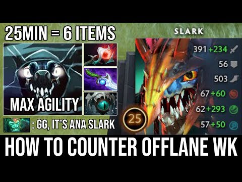 WTF 7Min Midas & 25Min 6Items - Ana Slark Max Agi Steal Counter WK with Diffusal Build 22Kills DotA2
