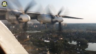 Antonov An-22 MASSIVE contra-rotating Kuznetsov NK-12MA turboprops, Kiev Gostomel Landing [AirClips]