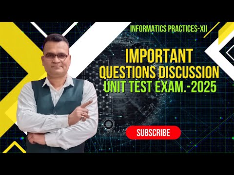 Informatics Practices Class-XII Important Questions Discussion Unit Test Exam.-2025