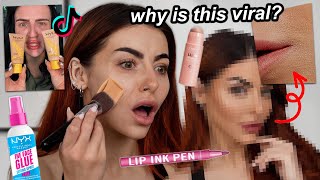 They LIED!? Testing new *VIRAL* drugstore makeup (NYX Skin Tint, Rimmel Ink Pen, NYX Face Glue)