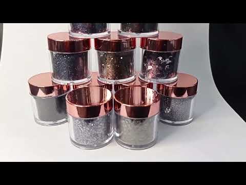 KIT GLITTER E LANTEJOULAS PRETO ZEM COM 12 POTINHOS