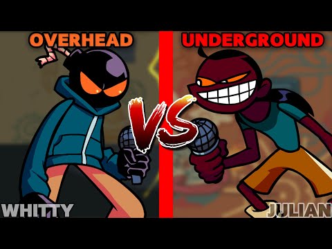 FNF': Vs Whitty Definitive Edition - Overhead Vs Underground (Whitty vs Julian) (comparison) (4K)
