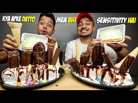 EATING DIFFERENT TYPES OF ICECREAM WITH CHOCOLATE BROWNIE, SNAKKERS AND CHOCOLATE SYRUP @akshanshuaswal