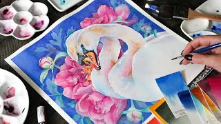 Watercolor Swans 🦢 5 Ways to Use Negative Painting Technique